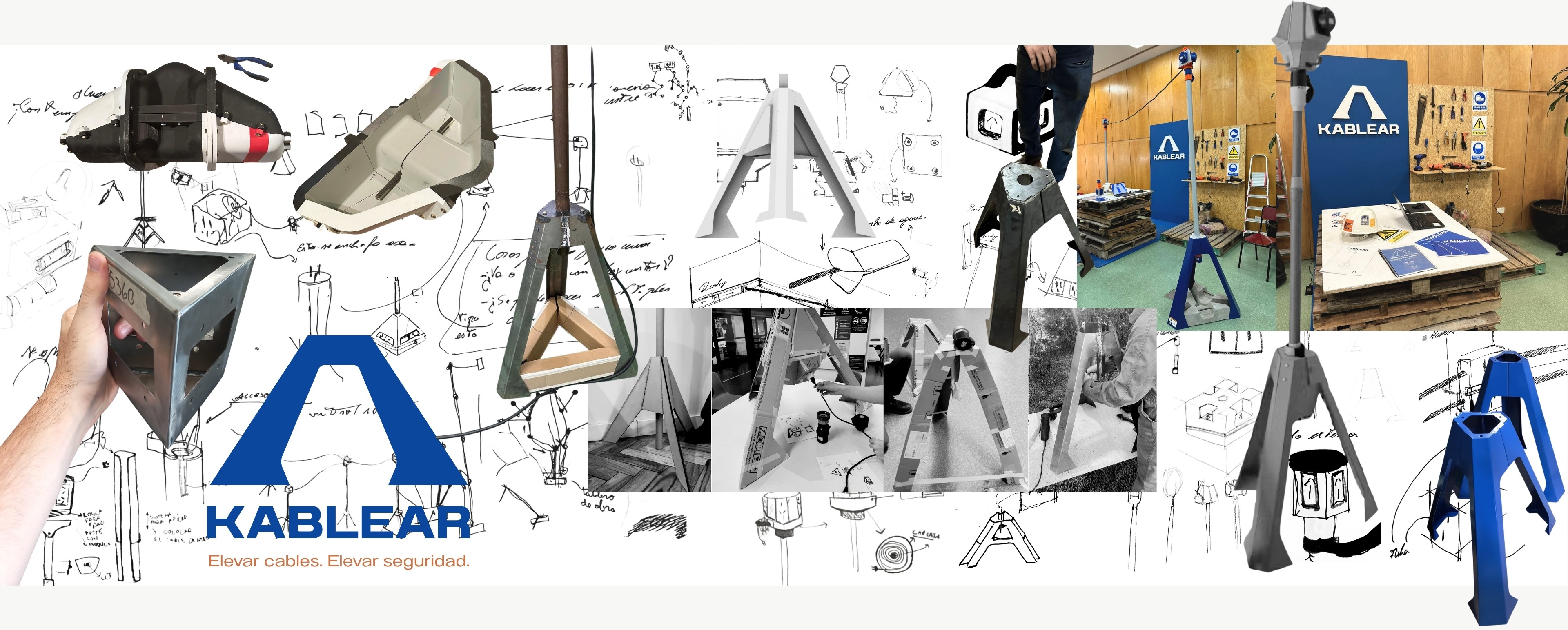 Proceso de diseño Kablear: relevamiento en obra, bocetos, maquetas, modelado 3D y validación con electricistas